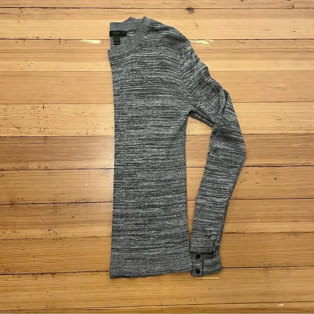 J. Crew ribbed pullover sweater with snap sleeves. Size S.